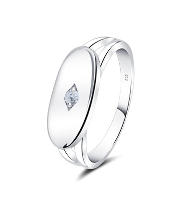 Plain Shape with Blink CZ Stone Silver Ring NSR-4041